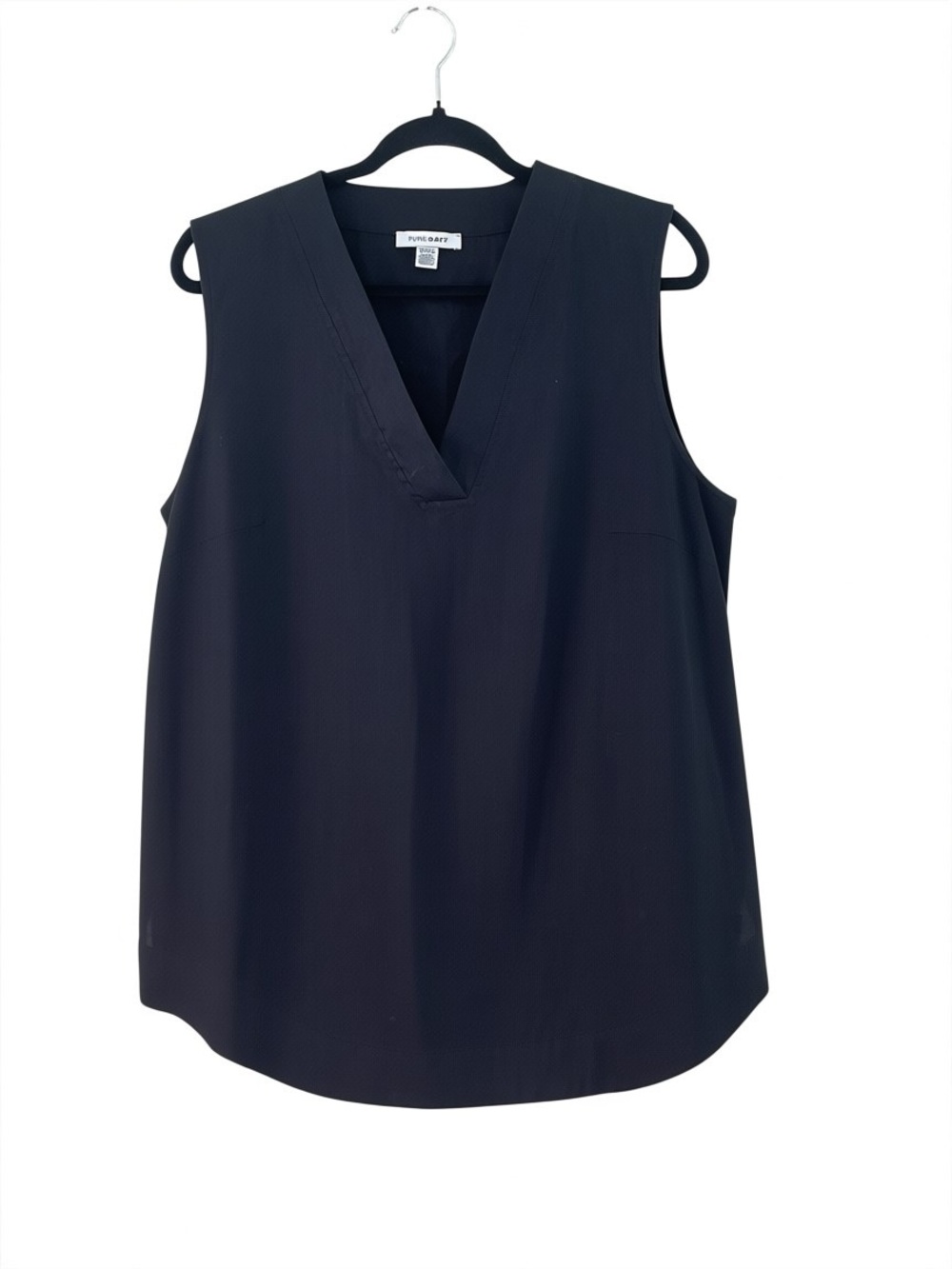 Pure Navy Saks 5th 100% Linen Sleeveless V-Neck Tank Top Women's Sz XL Black